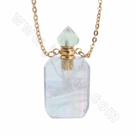 Natural Gemstone Perfume Bottle Necklace  Length 260mm Rectangle Size 20x42mm Thickness 12mm Capacity About 1ml 1pc / Pack