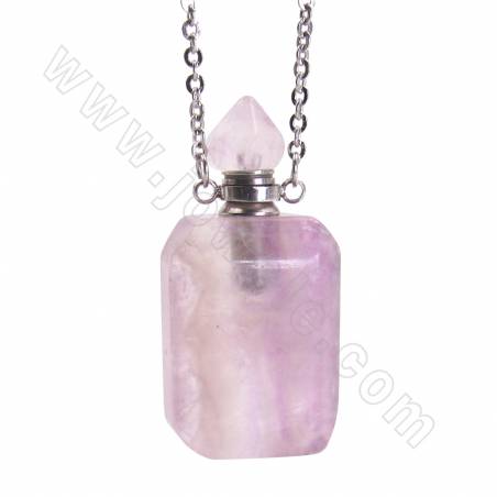 Natural Gemstone Perfume Bottle Necklace  Length 260mm Rectangle Size 20x42mm Thickness 12mm Capacity About 1ml 1pc / Pack