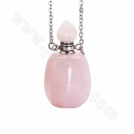 Collar de acero inoxidable con colgante de botella de perfume de Piedras semi-preciosas Tamaño15~19x34~37mm Longitud26cm 1unidad