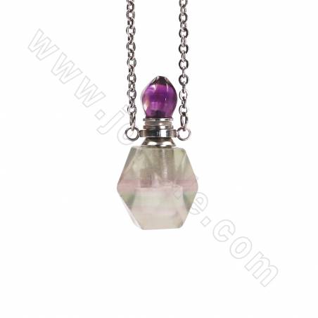 Natural Gemstone Perfume Bottle Necklace  Length 26cm  Rhombus Faceted Size 13x30mm Capacity 1ml x1pc