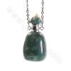 Natural Gemstone Perfume Bottle Necklace  Length 26cm Quadrilateral Size 16 ~ 20x34 ~ 36mm Capacity About 1ml x1pc