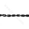 Natural Black Agate Beads Strands  Oval  Faceted Size 15x30mm Thickness 7mm Hole 1mm Length 15 ~ 16 "/ Strand