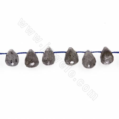 Natürliche Labradoritperlen Stränge Teardrop Facettierte Größe 6x9 mm Loch 1 mm Ca. 40 Perlen / Strang