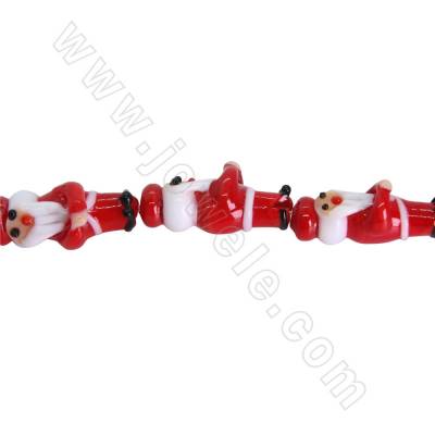 Perles en Lampwork en Père Noël sur fil Taille 14x26mm trou 1.5mm environ 14perles/fil