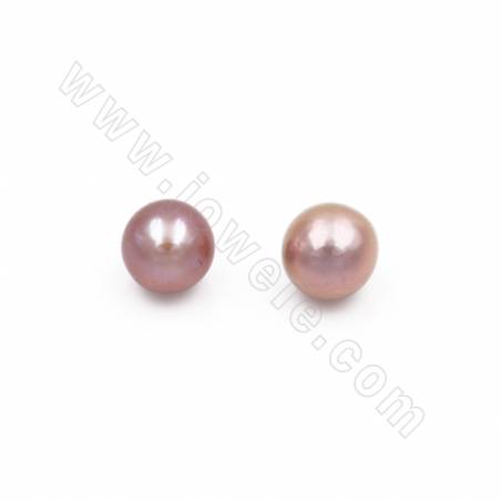 天然淡水珍珠 多彩半孔珠 圓形 直徑約7-9.5毫米 孔徑1毫米 2顆/包