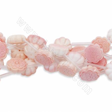 Натуральный розовый королева конч раковина бусины прядь лотос размер 14 мм отверстие 1,2 мм около 15 бусин / прядь 15 ~ 16 "