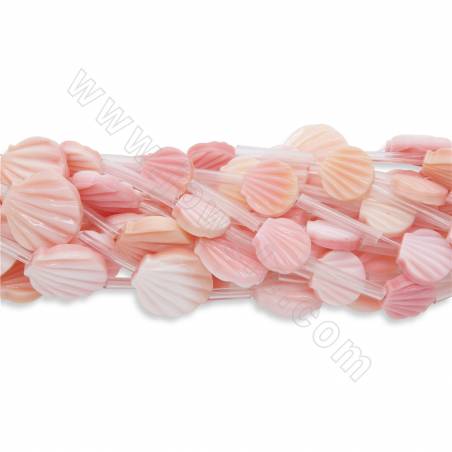 Lambi rose perles en forme en éventail sur fil  Taille 11x10-15x14mm trou 1.2mm environ 15perles/fil