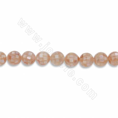 Rouleaux de perles de mosaïque en coquillage rose naturel rond 8mm trou 1mm 15~16"/cordeau