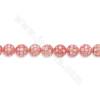 Rouleaux de perles rondes en mosaïque de coquillages roses Taille 8-16mm Trou 1mm 15~16"/cordeau