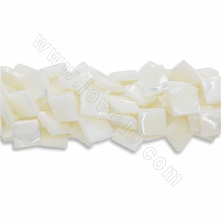 Perles de coquillage blanc naturel en forme de losange taille17x17mm trou 1 mm 15~16"/cordeau