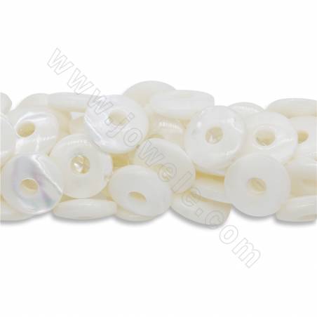 Perles de coquille blanche naturelle diamètre du cercle 15mm diamètre intérieur 4mm trou1mm 15~16"/bande