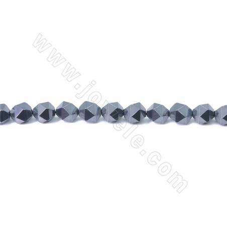 Grânulos Pedra Sintética Terahertz, Estrela Facetada, Tamanho 5x6mm, Orifício 1mm, Comprimento 15~16"/pç