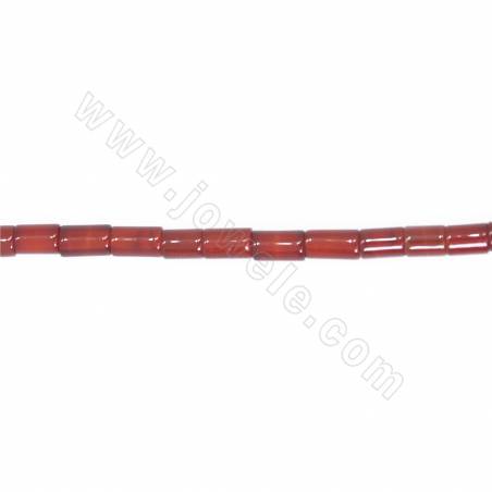 Perles d'agate rouge naturelle cordon taille cylindre 2x3mm trou 0.4 mm 15~16"/cordeau
