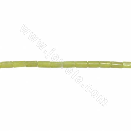 Natural leamon jade beads strand  cylinder size 2x4 mm hole 0.4 mm 15~16"/strand