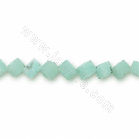 Collier de perles d'amazonite naturelle taille cube 5x8 mm trou 1.2 mm 15~16"/cordeau