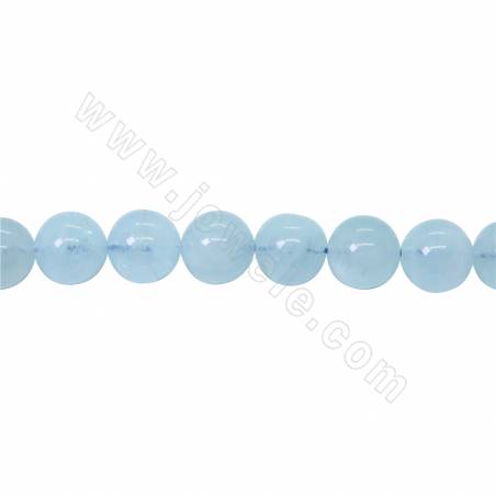 Collier de perles d'aigue-marine naturelle de qualité AA ronde diamètre 10 mm trou 1 mm 15~16"/cordeau