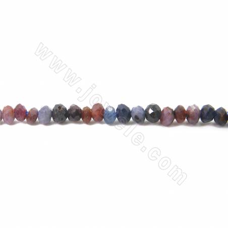 Perles saphir rubis naturel en forme d'abaque à facettes taille 2x3mm trou 1mm15~16"/cordeau