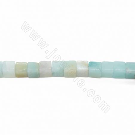 Collier de perles en amazonite naturelle de forme carrée 6x6 mm trou 1mm 15~16"/cordeau