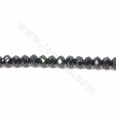 Perline di agata nera naturale a filo sfaccettato forma abaco dimensioni 4x6mm foro 1 mm 15~16"/filo