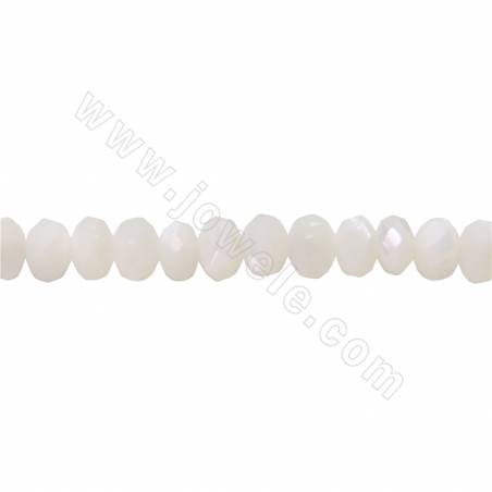 Perles de nacre blanche à facettes Abacus Taille3x4 mm Trou1mm 39-40cm/brin