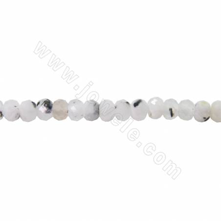 黑點月光石串珠 切角算盤珠 尺寸2x3毫米 孔徑1毫米 長度39-40厘米/條