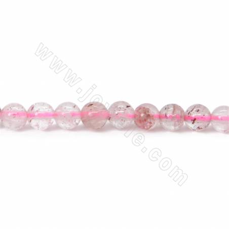 Collier de perles en quartz naturel fraise rond diamètre 4 mm trou 1mm 15~16"/cordeau