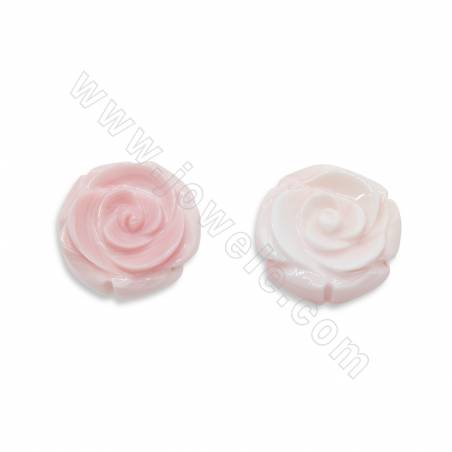 Natürliche rosa Königin Muschelschale Charms Doppelseite Rose Größe 18 mm Loch 1 mm 2 Stück / Packung