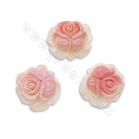 Breloques pendantes en Lambi rose fleur 25x28-34x38mm trou 1mm 1pc/paquet