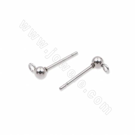 304 Orecchio Stud Findings perline rotonde dimensioni 3x14-6x17mm perno 0,8 mm foro 1,6-2 mm 50 pezzi / confezione