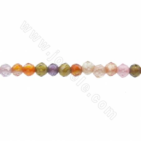 彩色鋯石串珠 切角圓形 直徑2-4毫米 孔徑0.5-0.8毫米 長度39-40厘米/條