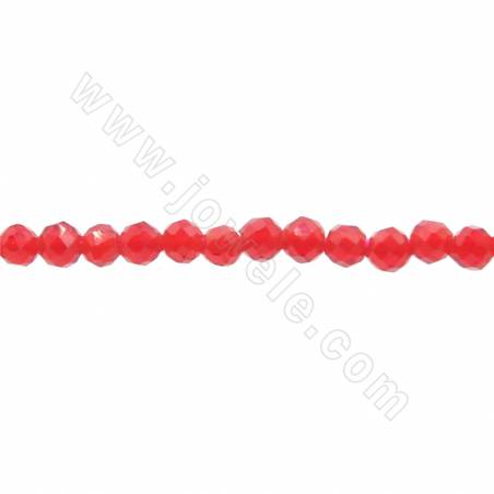Multi-color glass beads strand round faceted diameter 2 mm hole 0.5mm 15~16"/strand