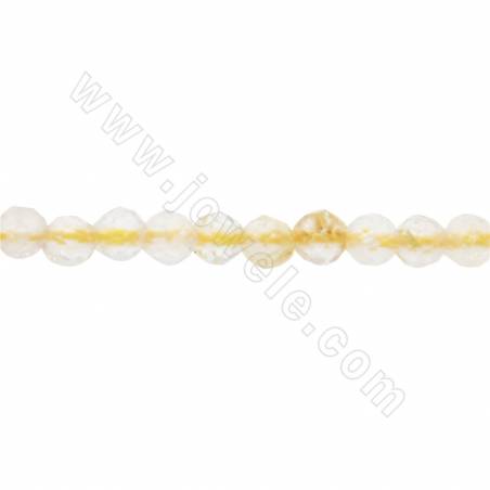 Natural Golden Rutilated Quartz Beads Strand Faceted Round  Diameter 2mm Hole 0.8 mm 15~16"/Strand