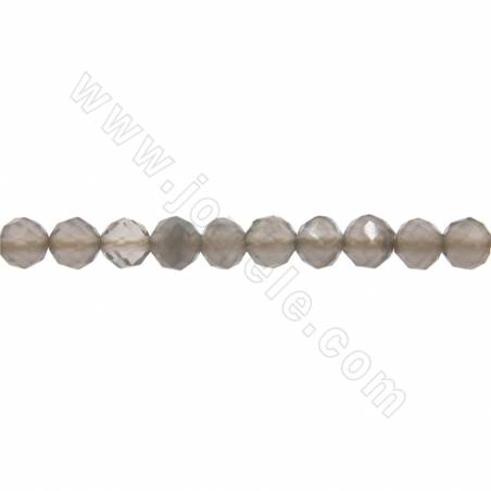 Cordon de perles d'obsidienne naturelle à facettes rondes diamètre 3mm trou 0.8mm 15~16"/cordeau