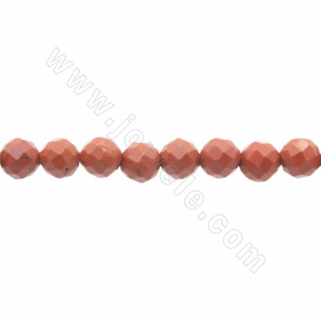 Rangée de perles de jaspe rouge naturel à facettes rondes diamètre 5mm trou 0.8 mm15~16"/rangée