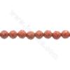 雞血紅石串珠 切角圓形 直徑5毫米 孔徑0.8毫米 長度39-40厘米/條