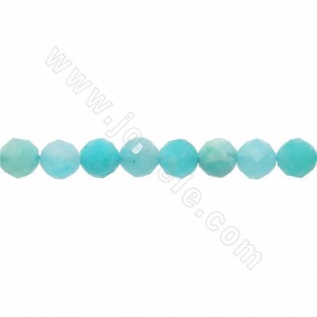 Collier de perles d'amazonite naturelle à facettes rondes diamètre 3 mm trou 0.8 mm 15~16"/cordeau