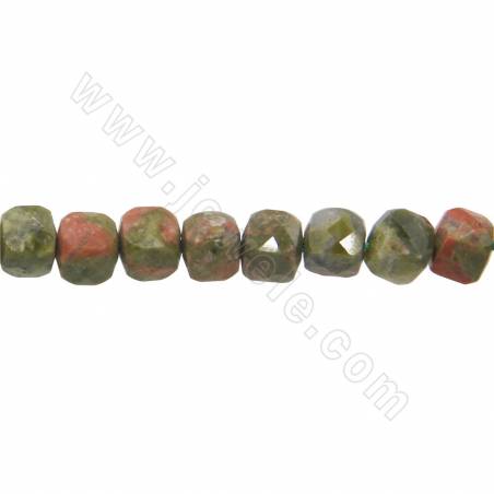 Natural Unakite Beads Strand Faceted Cube Size  4x4mm Hole 0.8 mm 15~16"/Strand