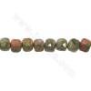 Collier de perles d'unakite naturelle à facettes carrées taille 4x4mm trou 0.8 mm 15~16"/cordeau