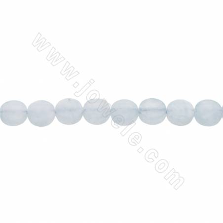 Rouleau de perles d'aigue-marine naturelles à facettes plates et rondes de diamètre 6mm et de trou 0.8 mm 15~16"/cordeau