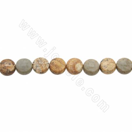 Natürliches Bild Jaspis Perlen Strang facettiert flach runden Durchmesser 6 mm Loch 0,8 mm 15 ~ 16 "/ Strang