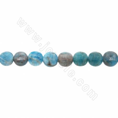 Natural apatite beads strand faceted flat round diameter 6mm hole 0.8mm 15~16"/strand