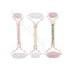 Natural rose quartz double head roller facial massager acrylic hollow handle fill with gemstones length 145mm width 55mm x1piece