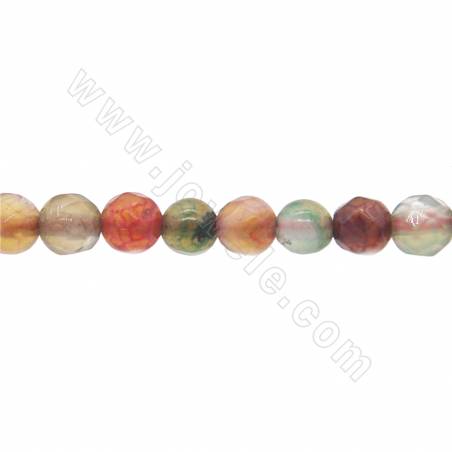 Collier de perles d'agate arc-en-ciel naturelle à facettes rondes diamètre 4mm trou 0.8mm 15~16"/cordeau