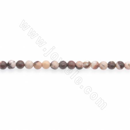 Grânulos Pedra Zebra Natural, Redondo, Diâmetro 4mm, Orifício 1mm,Comprimento 15~16"/pç.