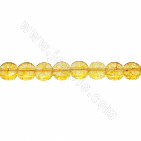 Natural Citrine Beads Strand Faceted  Flat Round Diameter 6mm Hole 1.2mm 15~16"/Strand