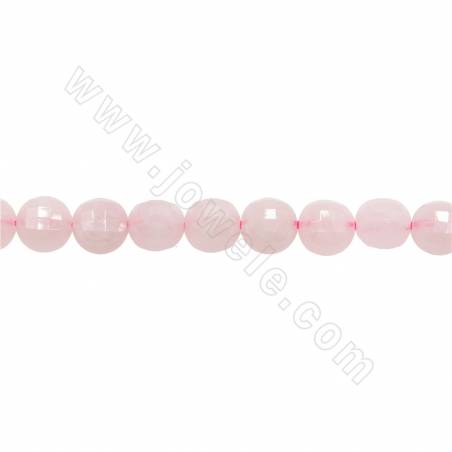 Natural rose quartz beads strand faceted flat round diameter  8mm hole 1.2mm 15~16"/strand