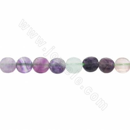 Perline di fluorite naturale colorata filo sfaccettato piatto rotondo diametro 8mm foro 1.2mm 15~16"/filo