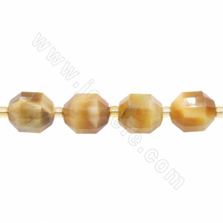 Natural Golden Tiger‘s Eye Beads Strand Faceted Prismatic  Size 10x12mm Hole 1.5mm About 28 Beads/Strand 15~16"