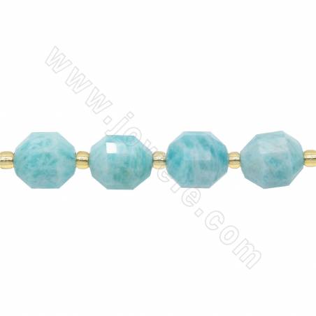 Collier de perles en amazonite naturelle à facettes taille 9x10mm trou 1.5mm environ 32 perles/coton 15~16"
