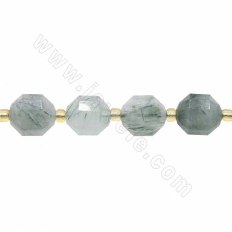 Perles en quartz vert naturel facetté Taille 9x10mm Trou1.5mm Environ 32 perles/corde 15~16"